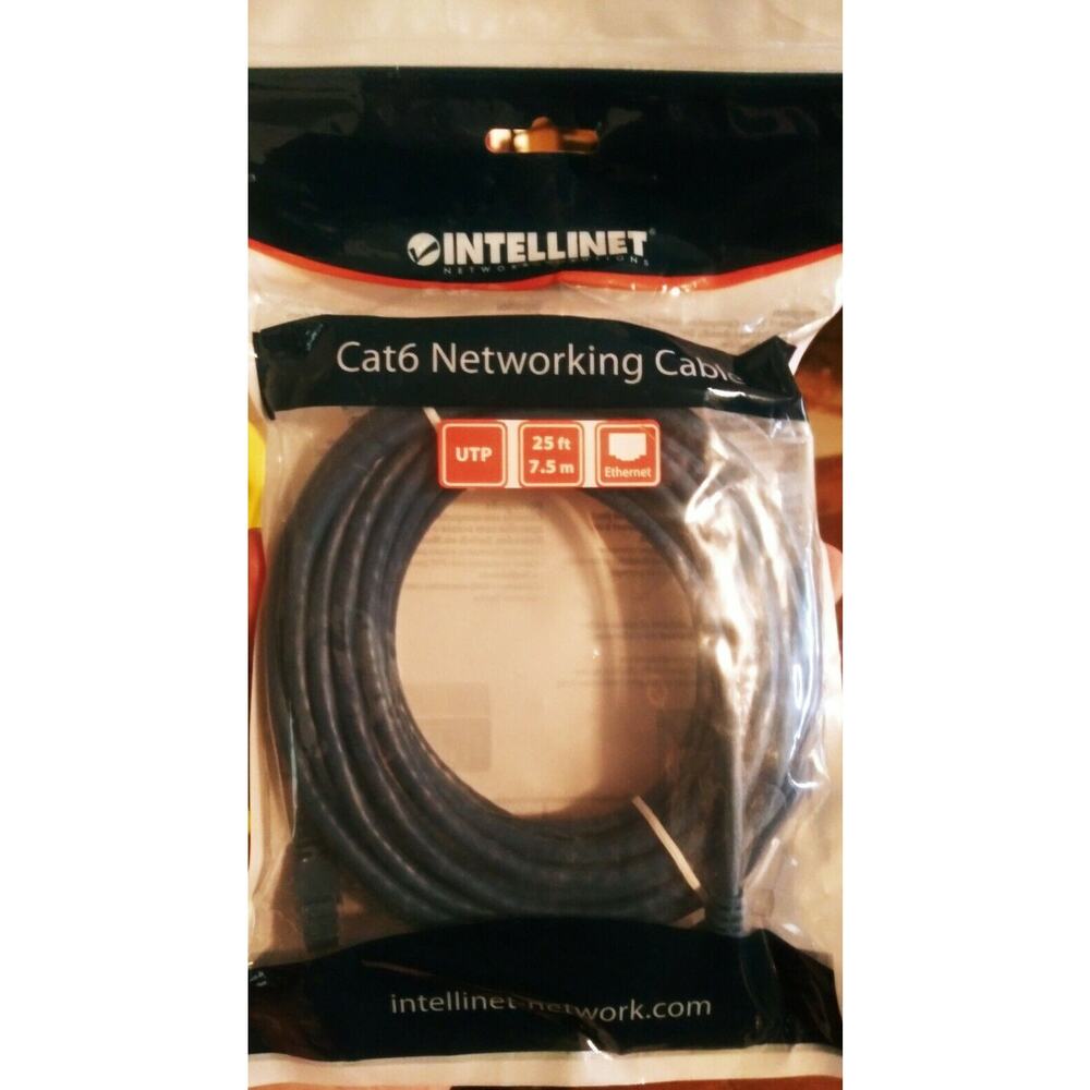 Intellinet Cat6 Rj-45 Male/Rj-45 Male Utp Network Patch Networking Cable 25-Feet